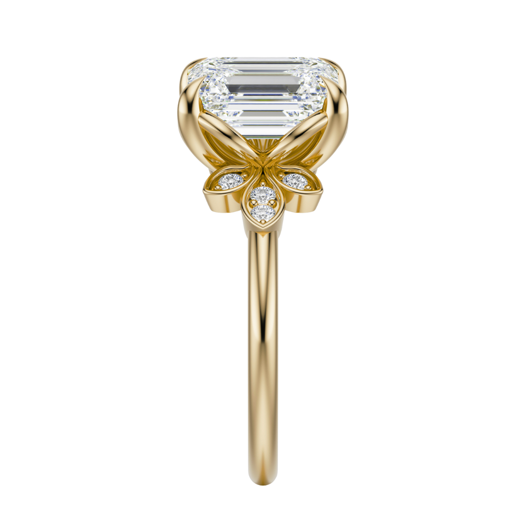 Emerald Cut 2.10 CT F VS2 Lab Grown Diamond Ring in Gold (IGI)