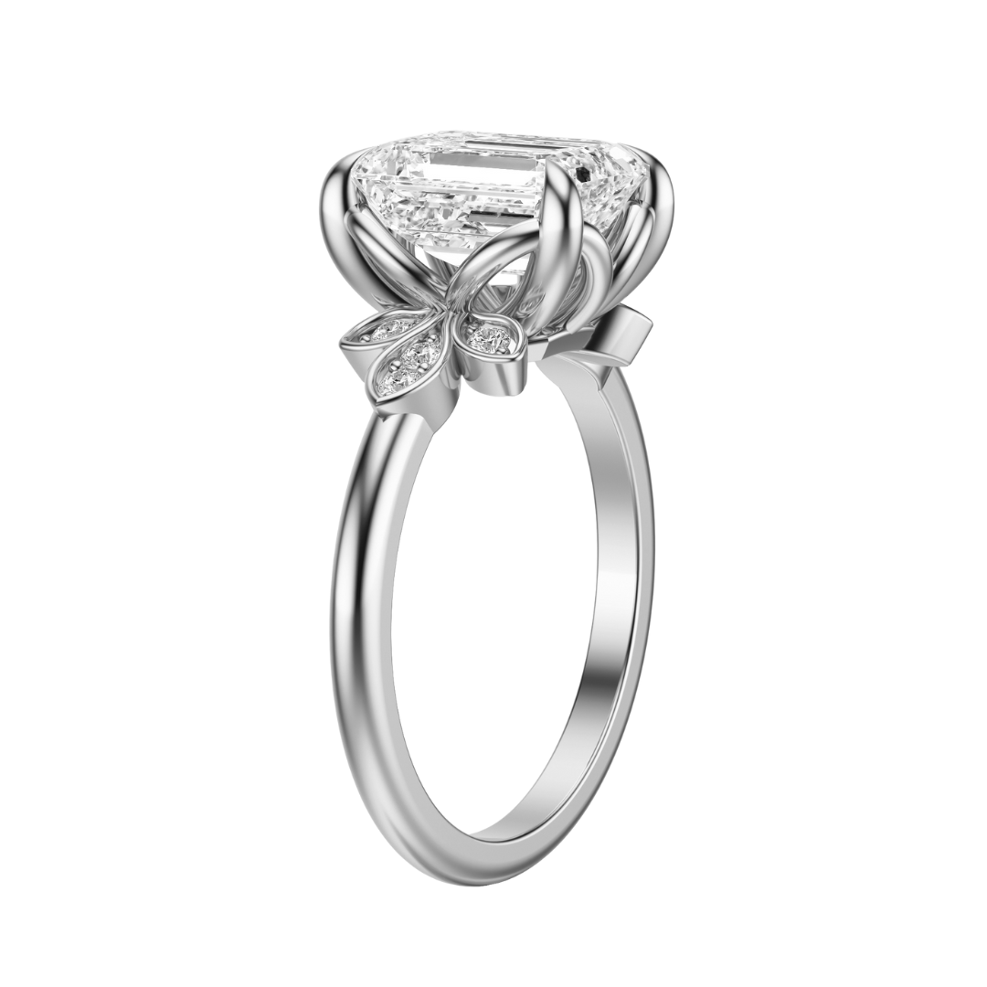 Emerald Cut 2.10 CT F VS2 Lab Grown Diamond Ring in Gold (IGI)