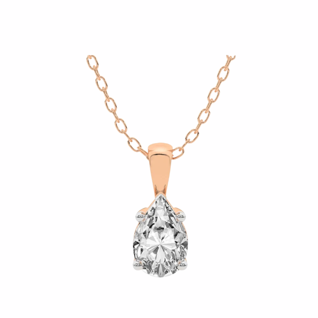 Pear Cut 2.34 CT F VS2 Lab Grown Diamond Pendant 14K Gold (IGI)