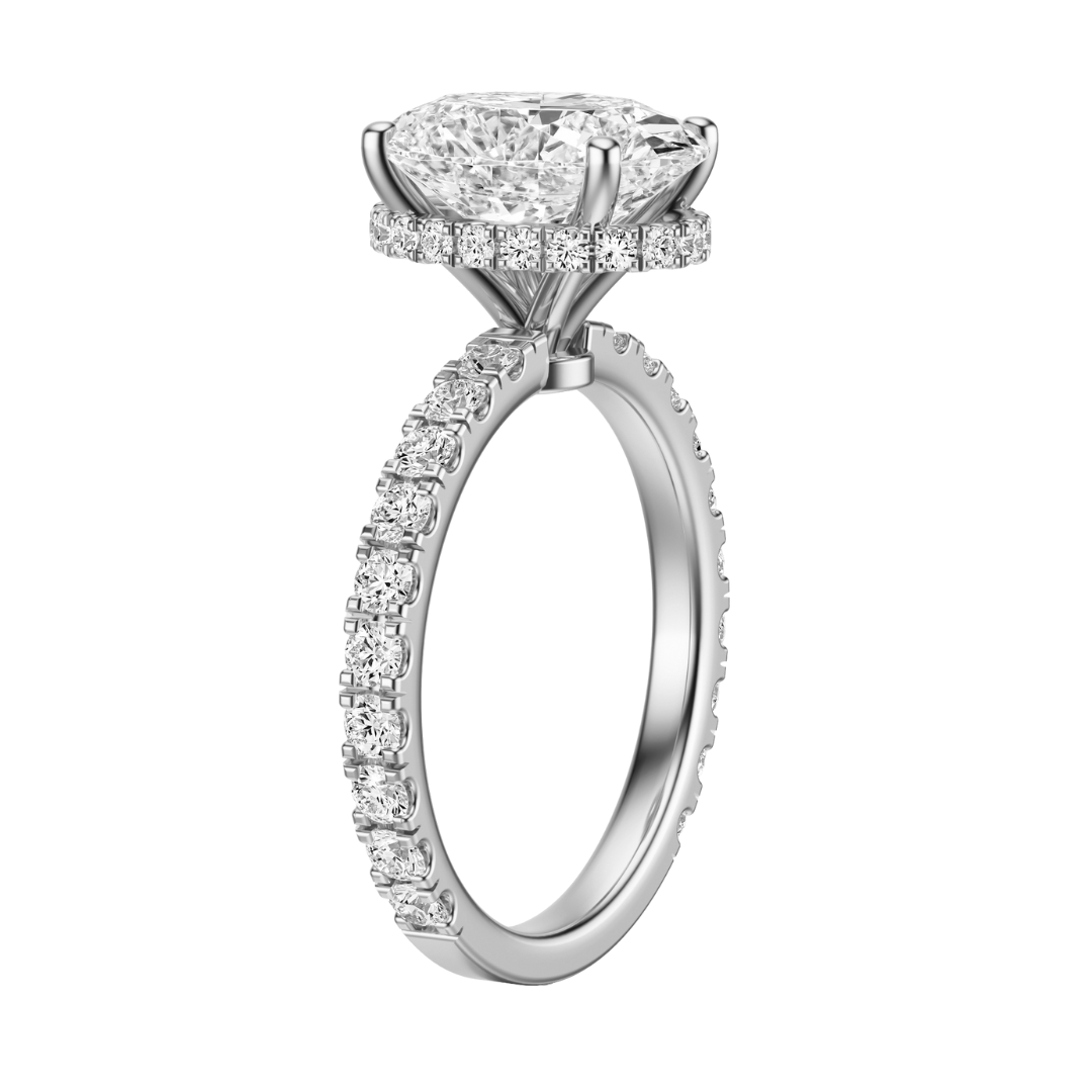 Oval Cut 2.80 CT F VS2 Lab Grown Diamond Ring in Gold (IGI)
