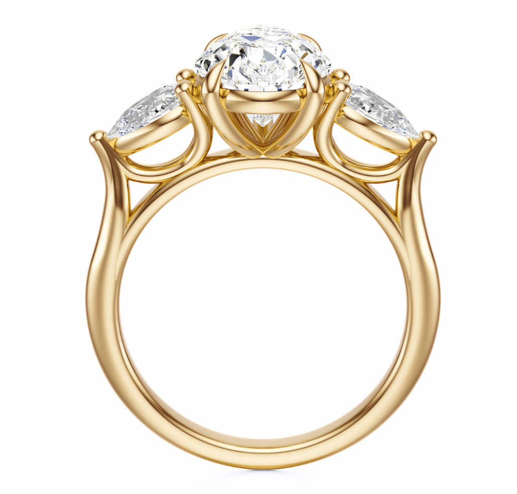 Pear Cut 2.50 CT F VS2 Lab Grown Diamond Ring in Gold (IGI)