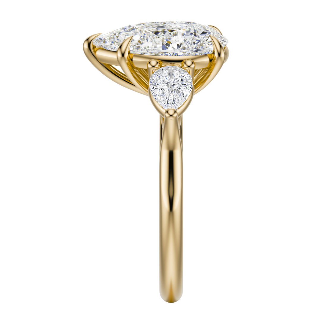 Pear Cut 2.50 CT F VS2 Lab Grown Diamond Ring in Gold (IGI)