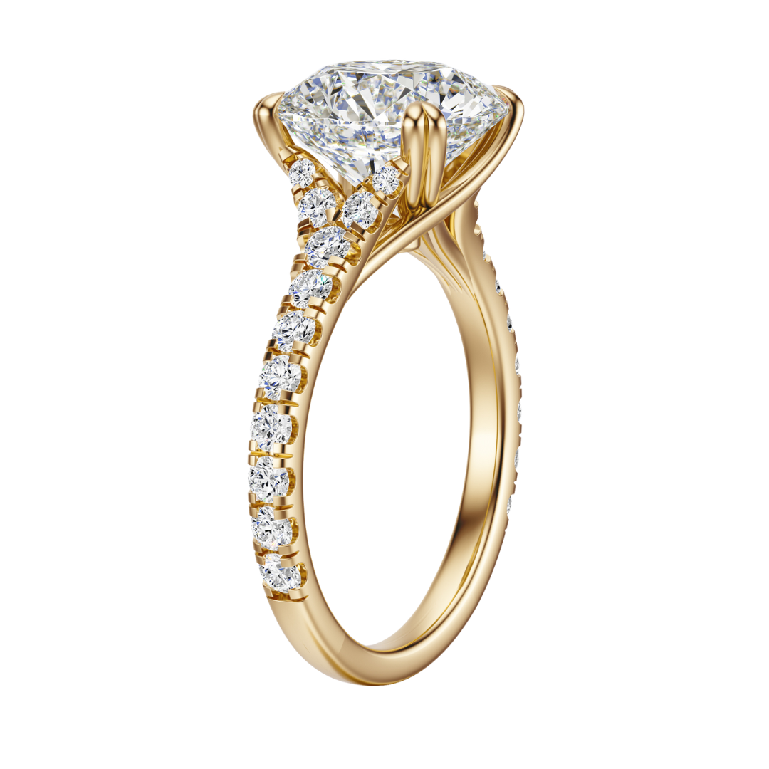 Rround Cut 2.50 CT F VS2 Lab Grown Diamond Ring in Gold (IGI)