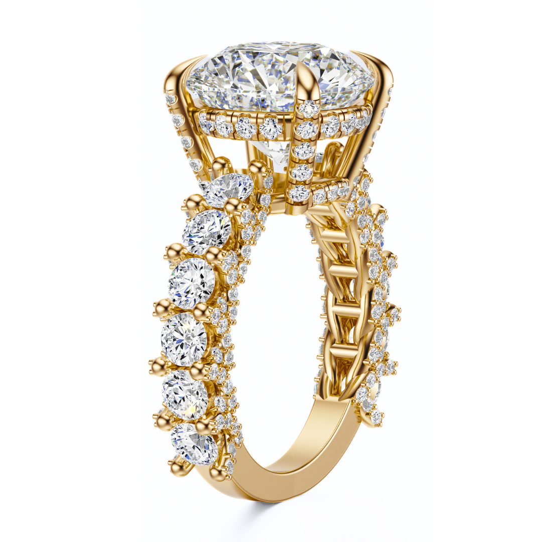Round Cut 6.00 CT F VS2 Lab Grown Diamond Ring in Gold (IGI)