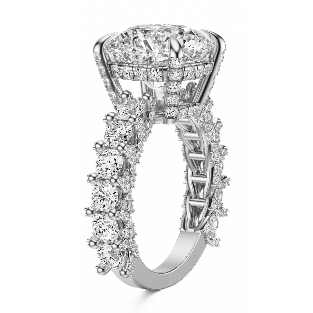 Round Cut 6.00 CT F VS2 Lab Grown Diamond Ring in Gold (IGI)
