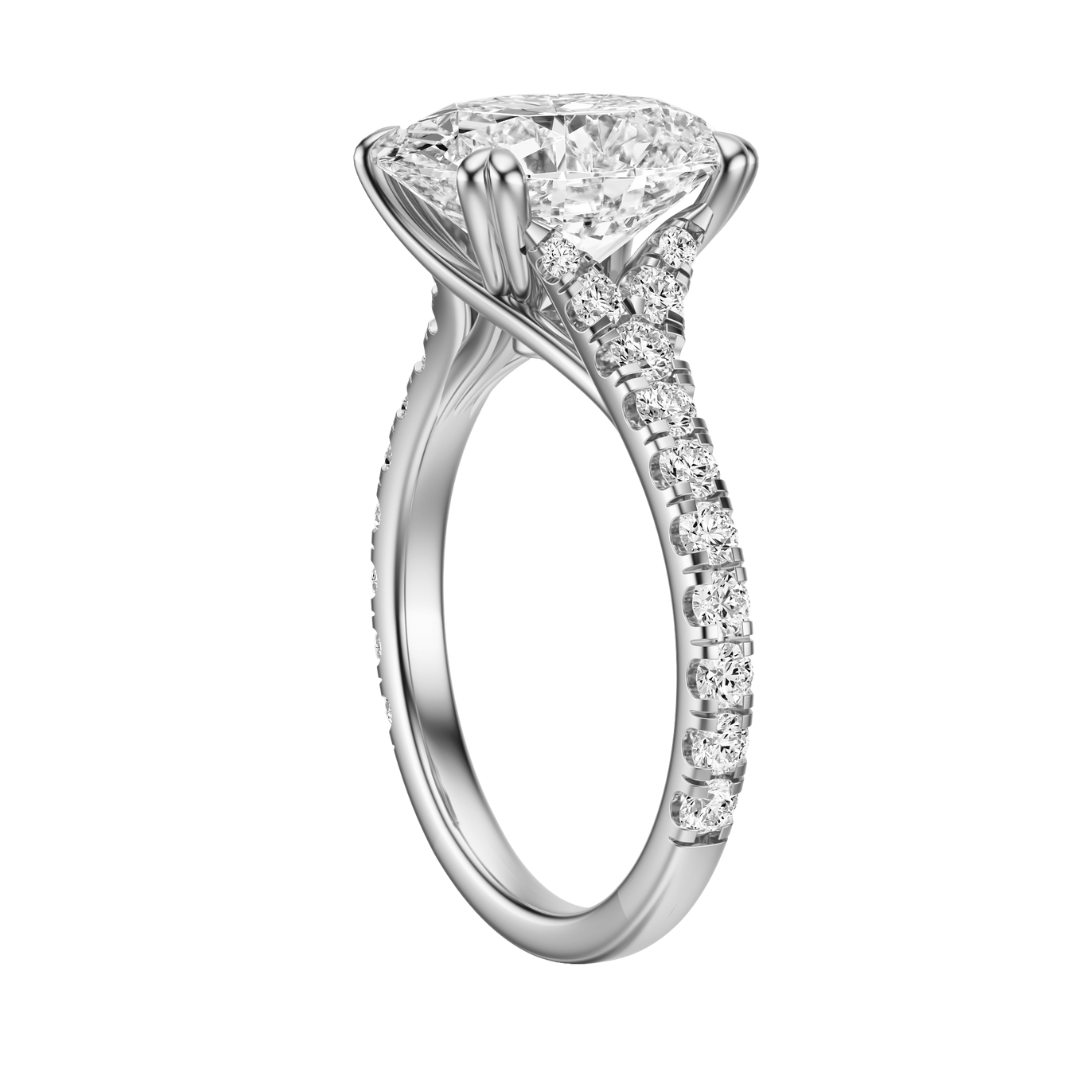 Oval Cut 2.50 CT F VS2 Lab Grown Diamond Ring in Gold (IGI)