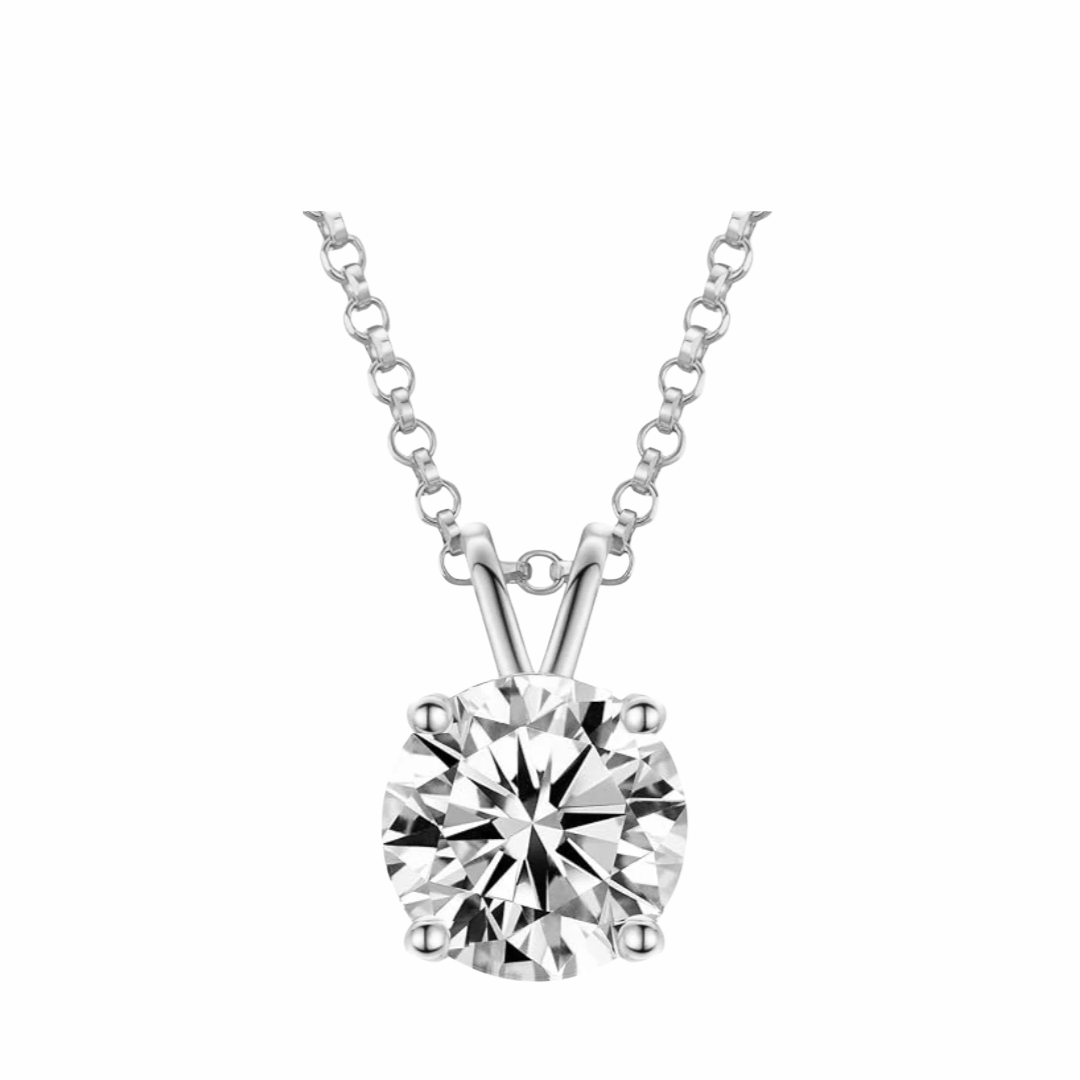 Round Cut 2.11 CT E VS2 Lab Grown Diamond Pendant 14K Gold (IGI)