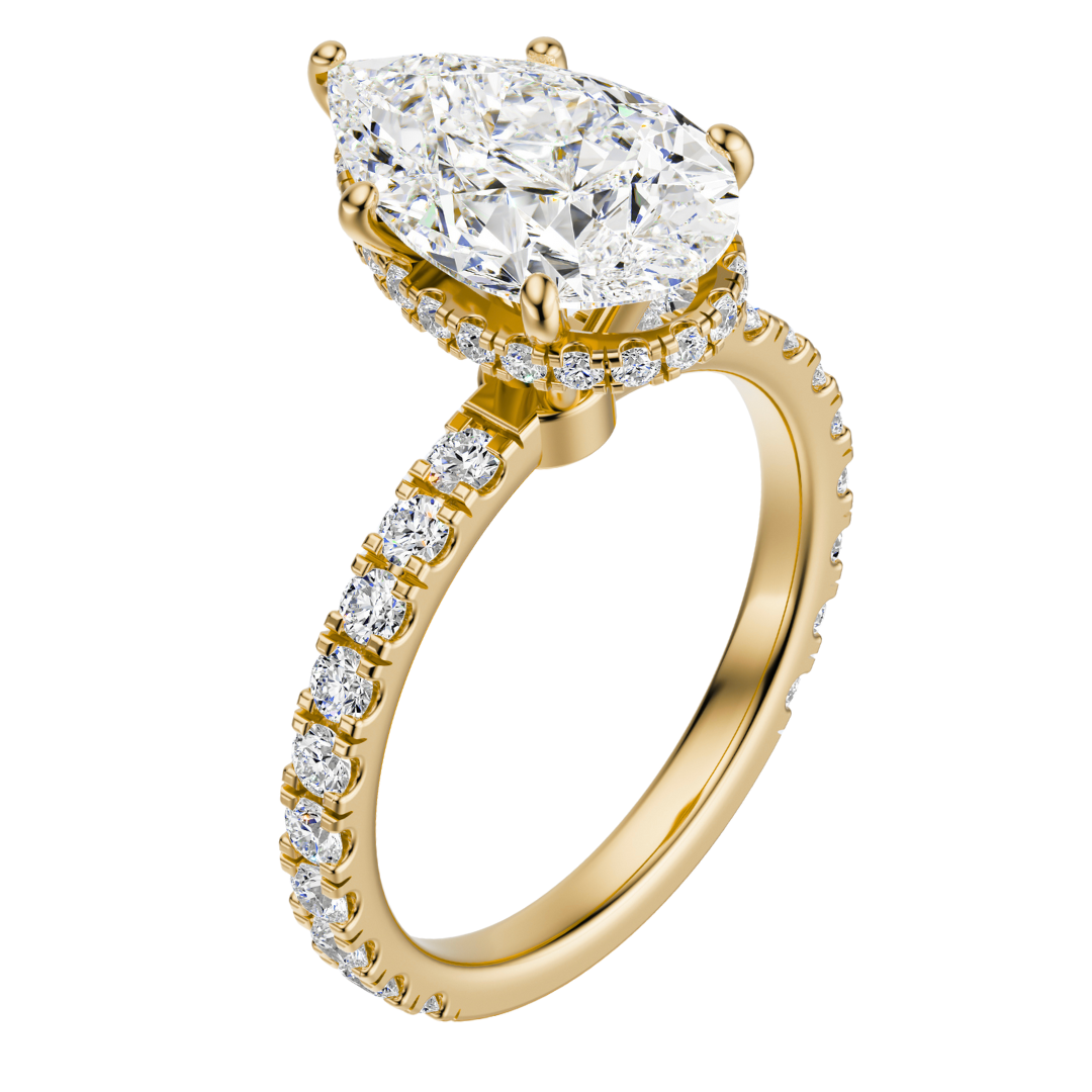 Pear Cut 2.80 CT F VS2 Lab Grown Diamond Ring in Gold (IGI)