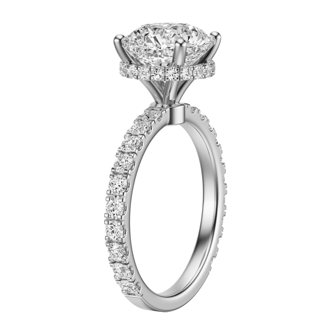 Round Cut 2.80 CT F VS2 Lab Grown Diamond Ring in Gold (IGI)