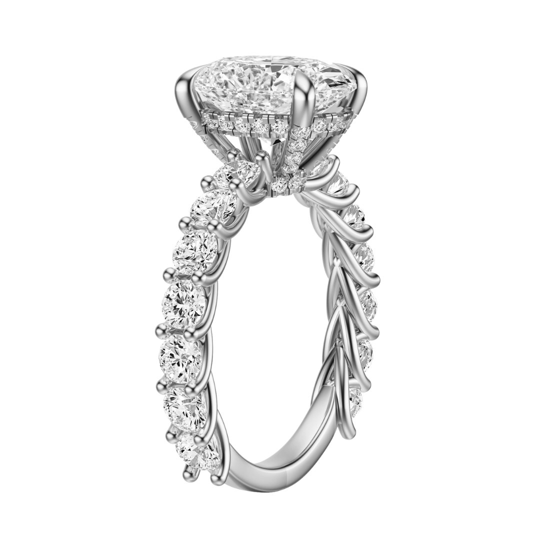 Oval Cut 3.00 CT F VS2 Lab Grown Diamond Ring in Gold (IGI)