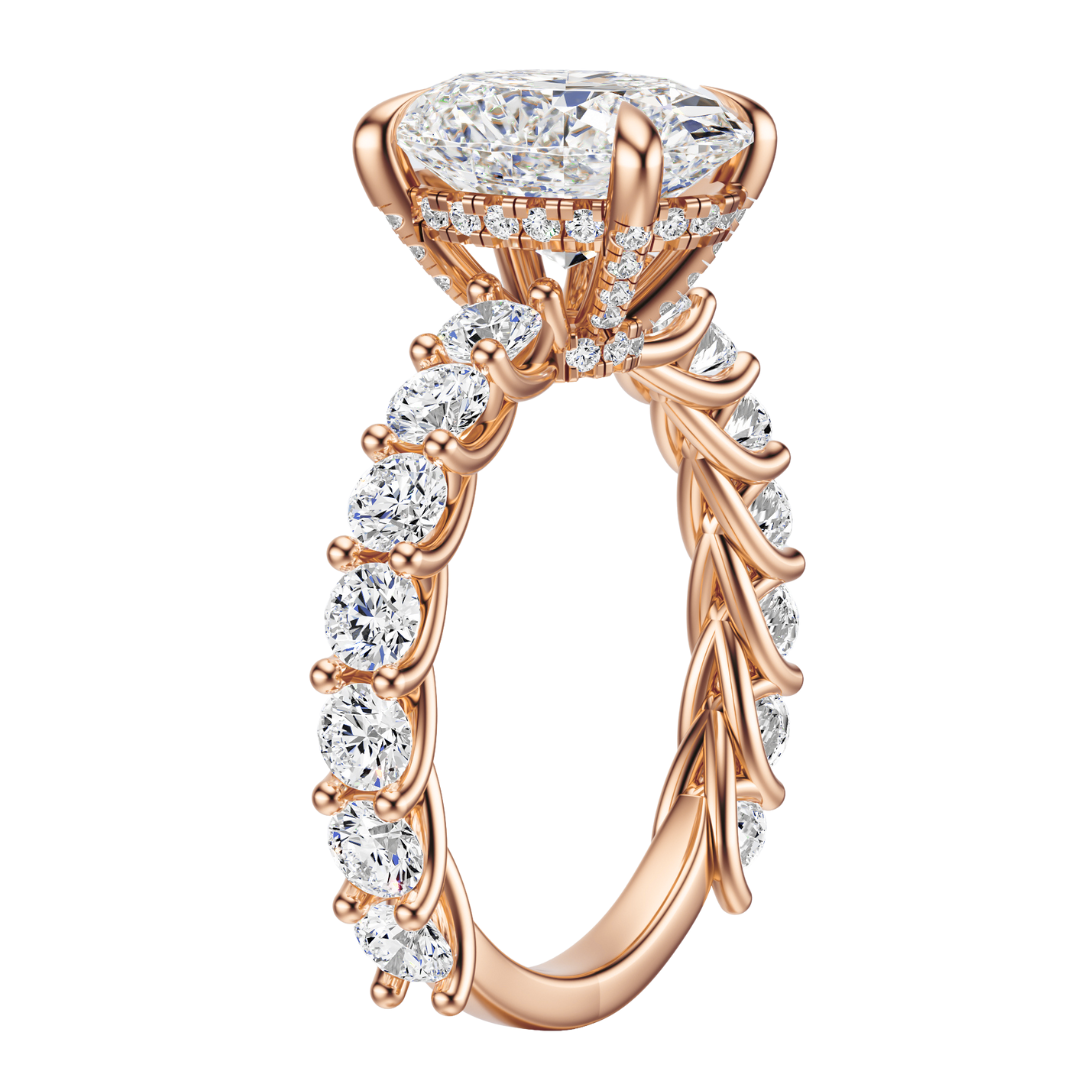 Oval Cut 3.00 CT F VS2 Lab Grown Diamond Ring in Gold (IGI)
