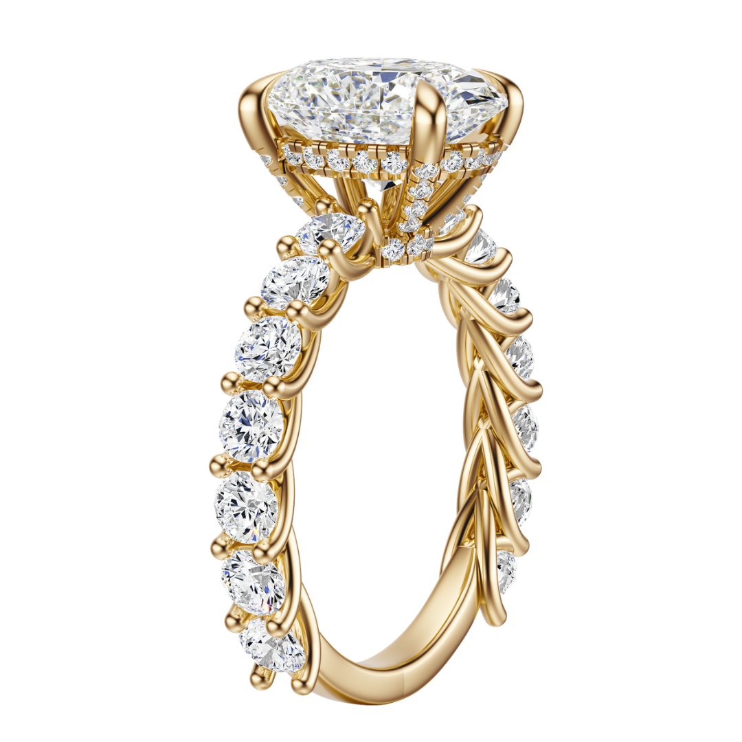 Oval Cut 3.00 CT F VS2 Lab Grown Diamond Ring in Gold (IGI)