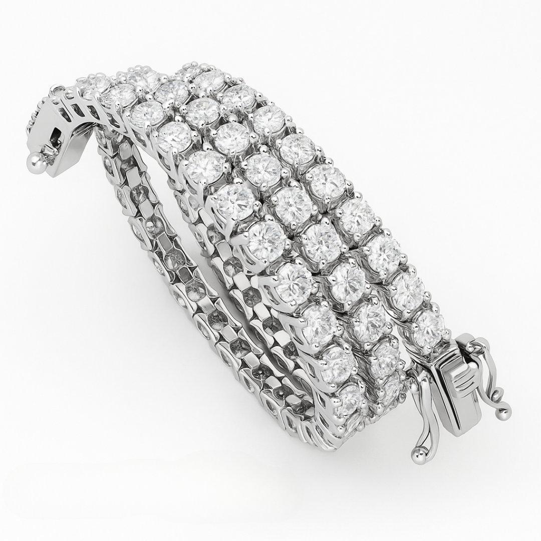 Round Cut 8.04 CT F/VVS2 Lab Diamond Tennis Bracelet 14K White Gold (IGI)