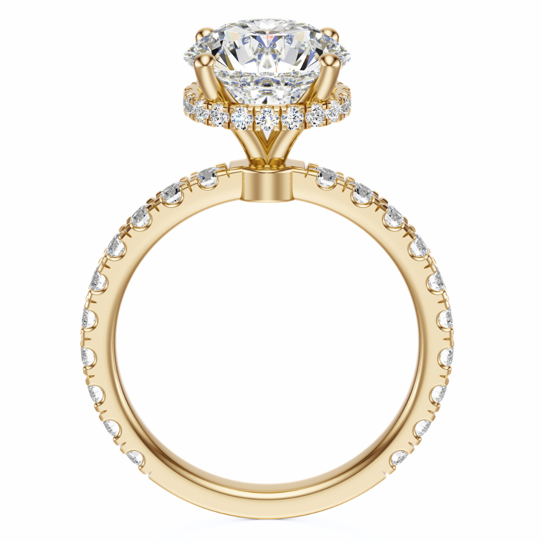 Round Cut 2.80 CT F VS2 Lab Grown Diamond Ring in Gold (IGI)