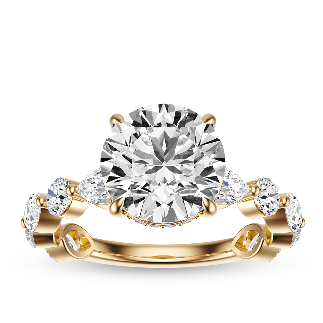 Round Cut 3.10 CT F VS2 Lab Grown Diamond Ring in Gold (IGI)