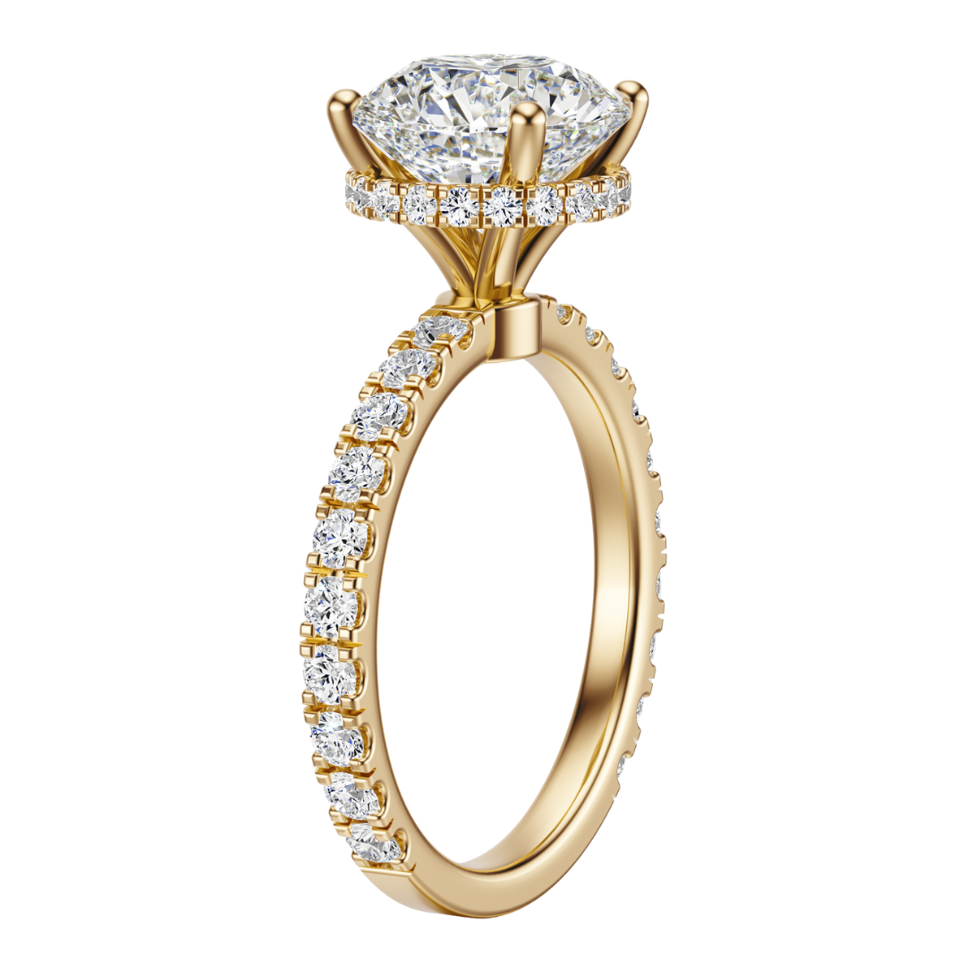 Round Cut 2.80 CT F VS2 Lab Grown Diamond Ring in Gold (IGI)