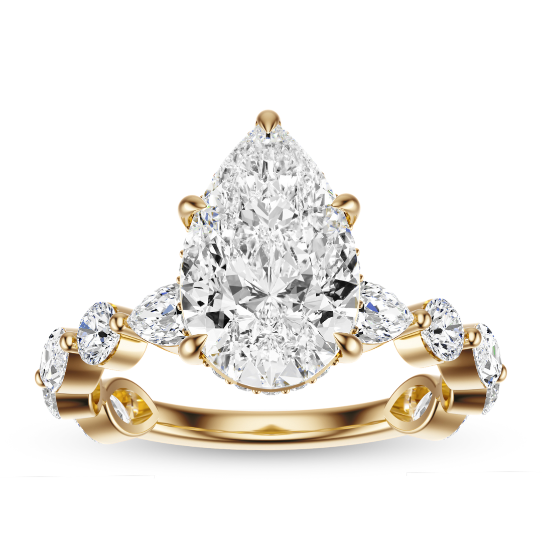 Pear Cut 3.10 CT F VS2 Lab Grown Diamond Ring in Gold (IGI)