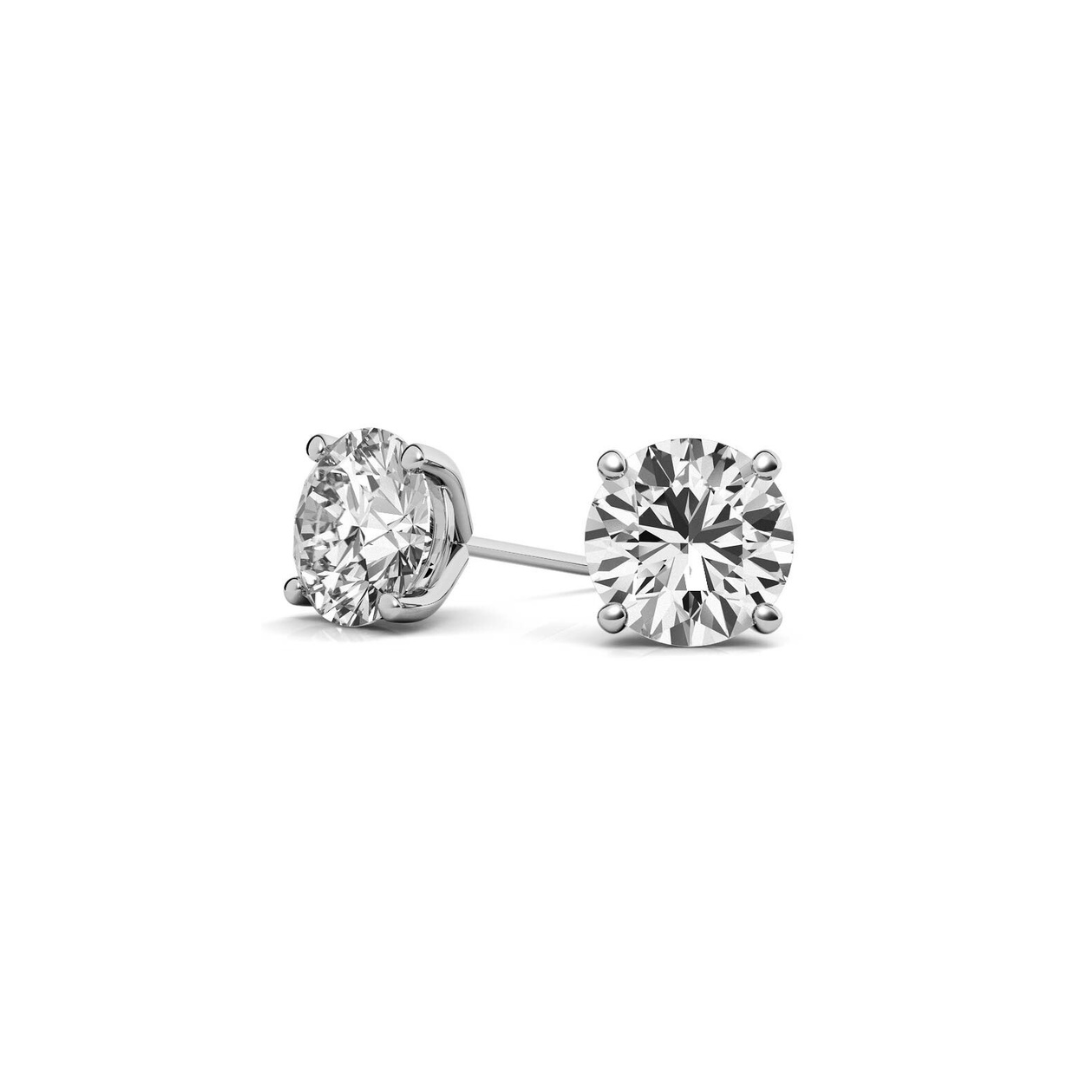 Lab Grown Round Martini Diamond Studs 2 Carat F VS1 in Gold (IGI)