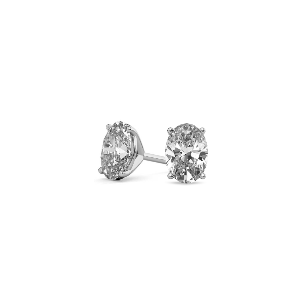 Oval Martini 2.00 CT F VS1 Lab Grown Diamond Studs in 14K & 18K Gold (IGI)