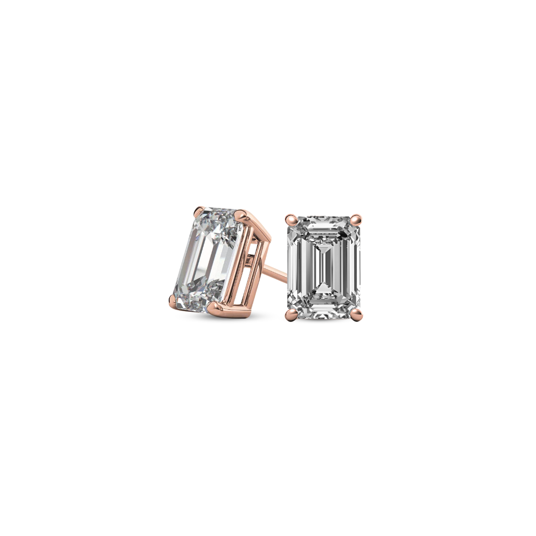 Emerald Basket 2.00 CT F VS1 Lab Grown Diamond Studs in 14K & 18K Gold (IGI)