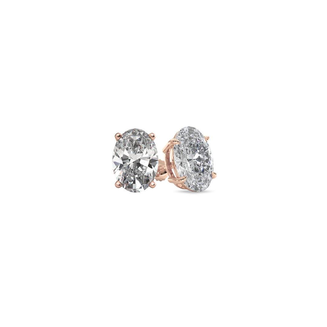Oval Basket 2.00 CT F VS1 Lab Grown Diamond Studs in 14K & 18K Gold (IGI)