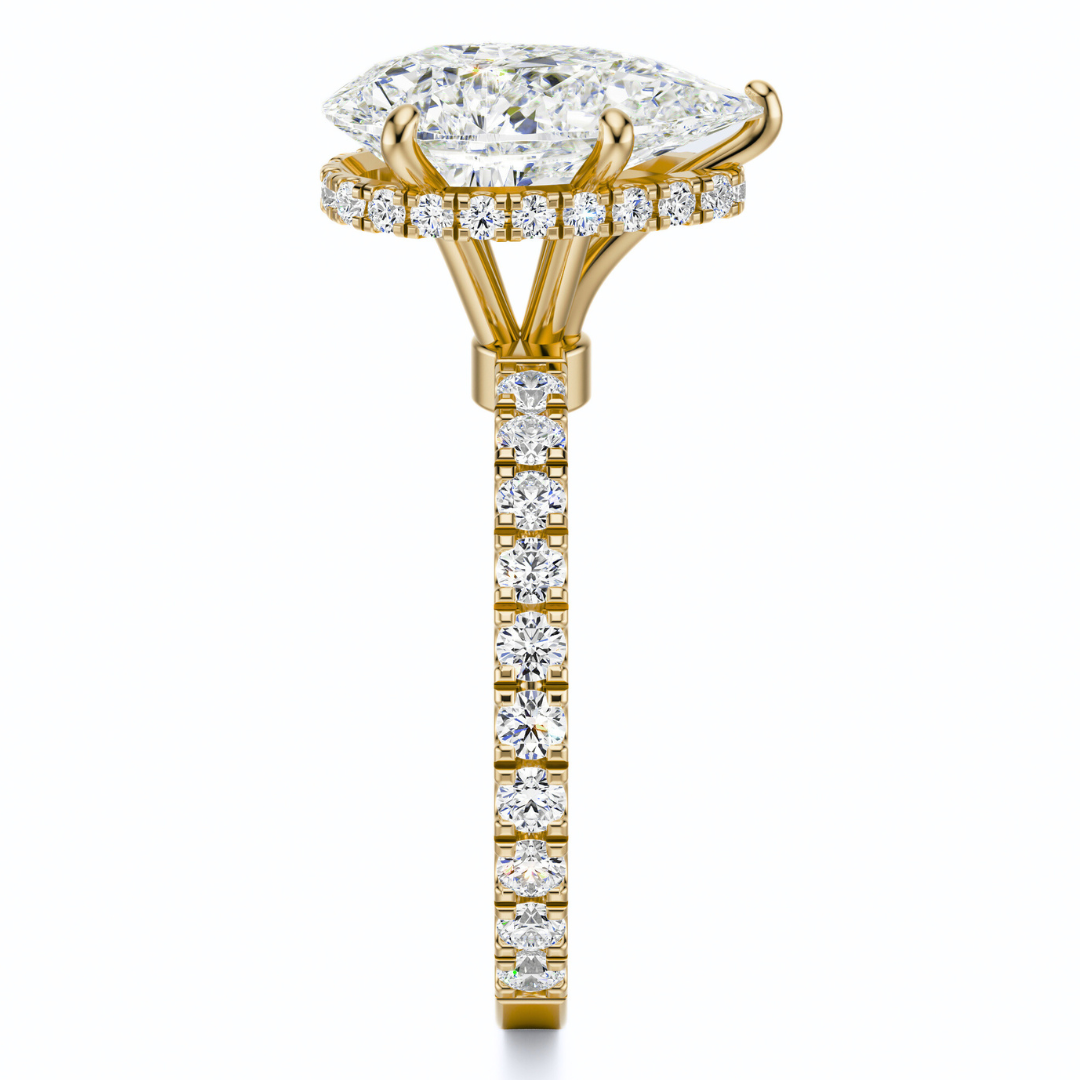 Pear Cut 2.80 CT F VS2 Lab Grown Diamond Ring in Gold (IGI)