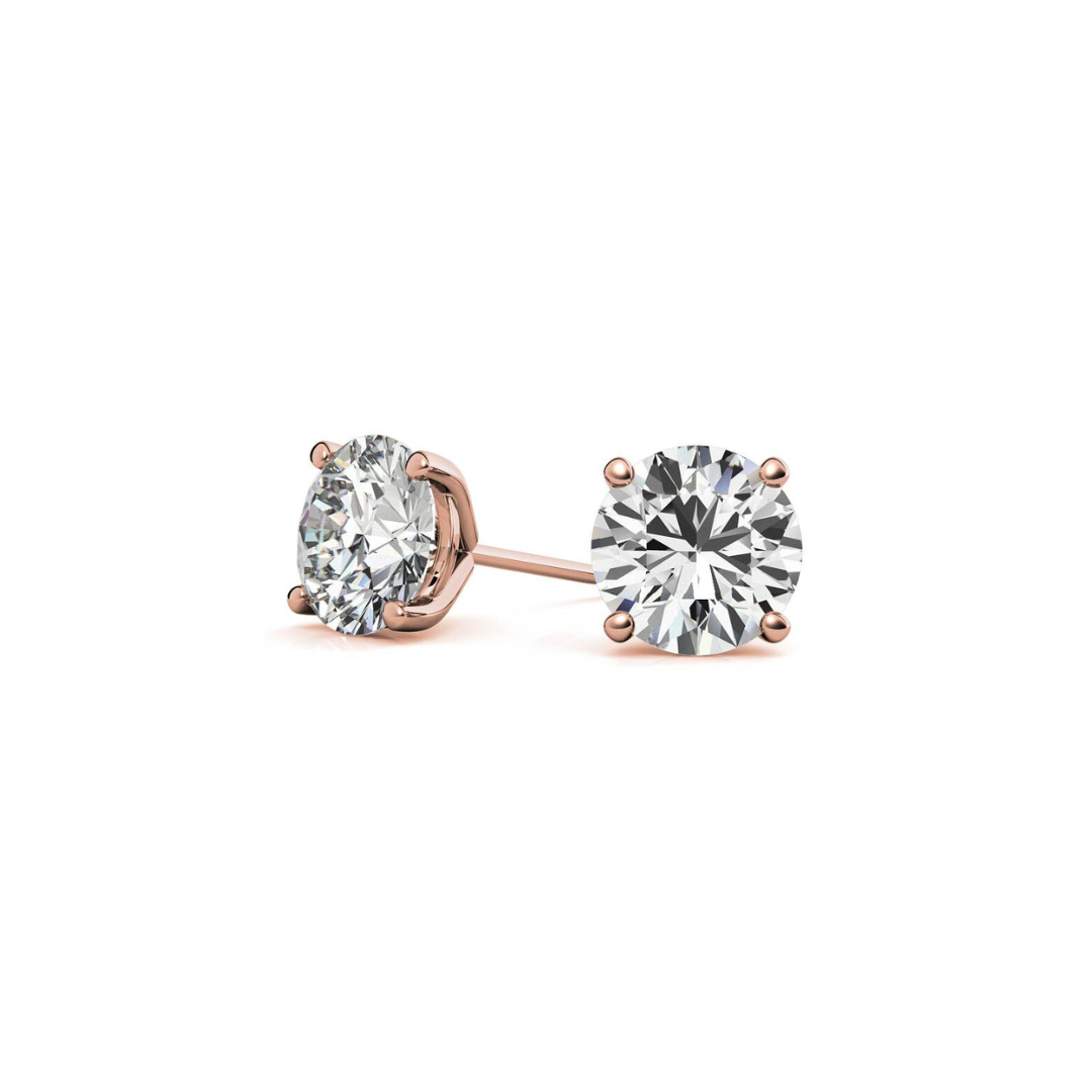 Lab Grown Round Martini Diamond Studs 2 Carat F VS1 in Gold (IGI)
