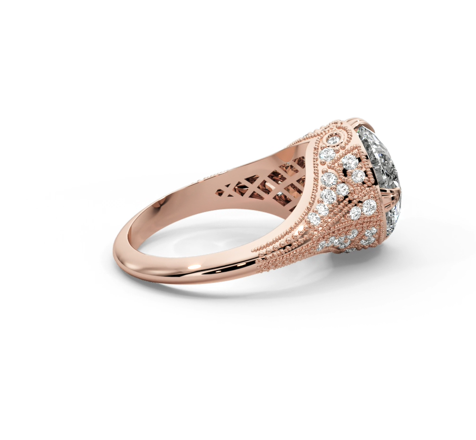 Round Cut 5.50 CT F VS2 Lab Diamond Ring in 14K Gold (IGI Certified)