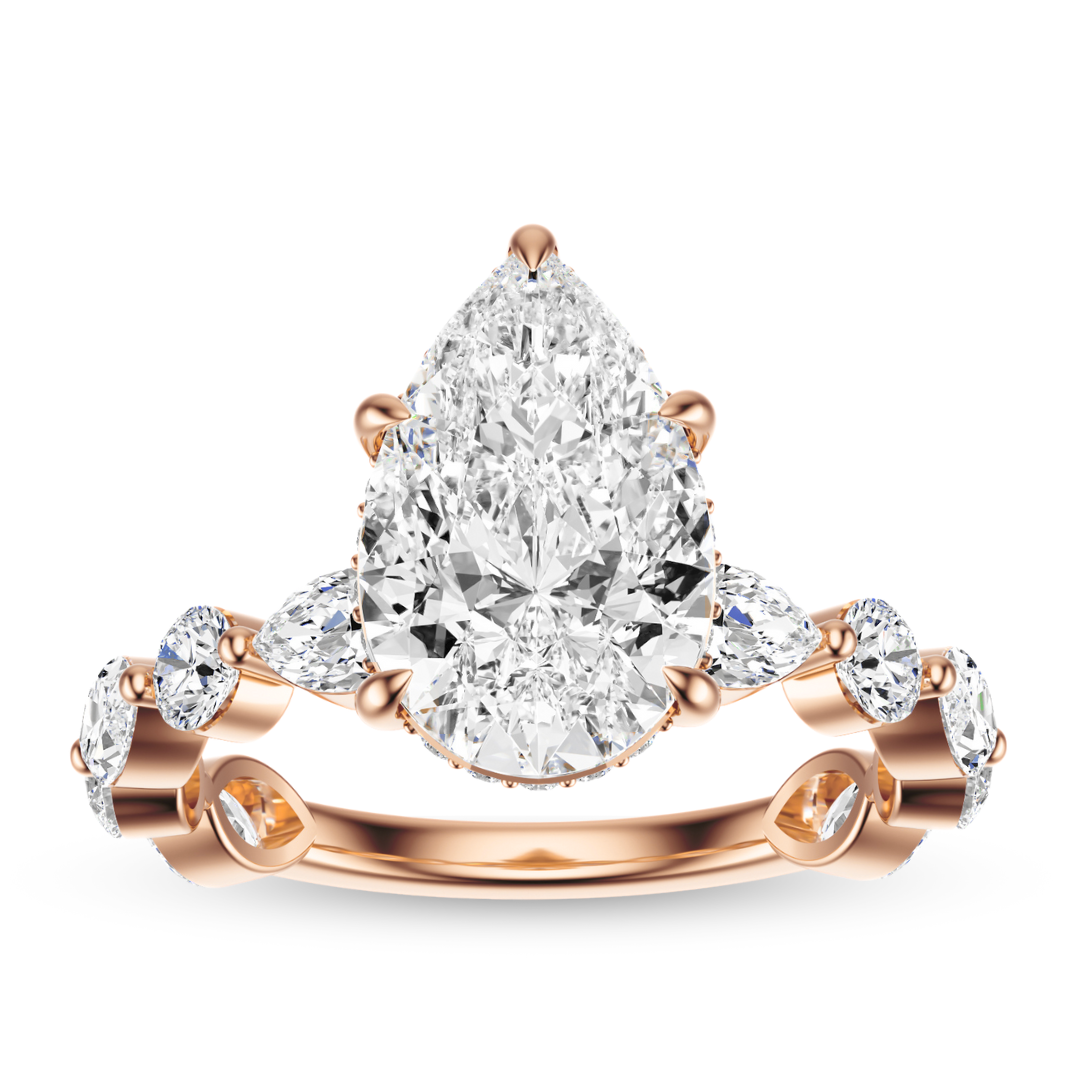 Pear Cut 3.10 CT F VS2 Lab Grown Diamond Ring in Gold (IGI)