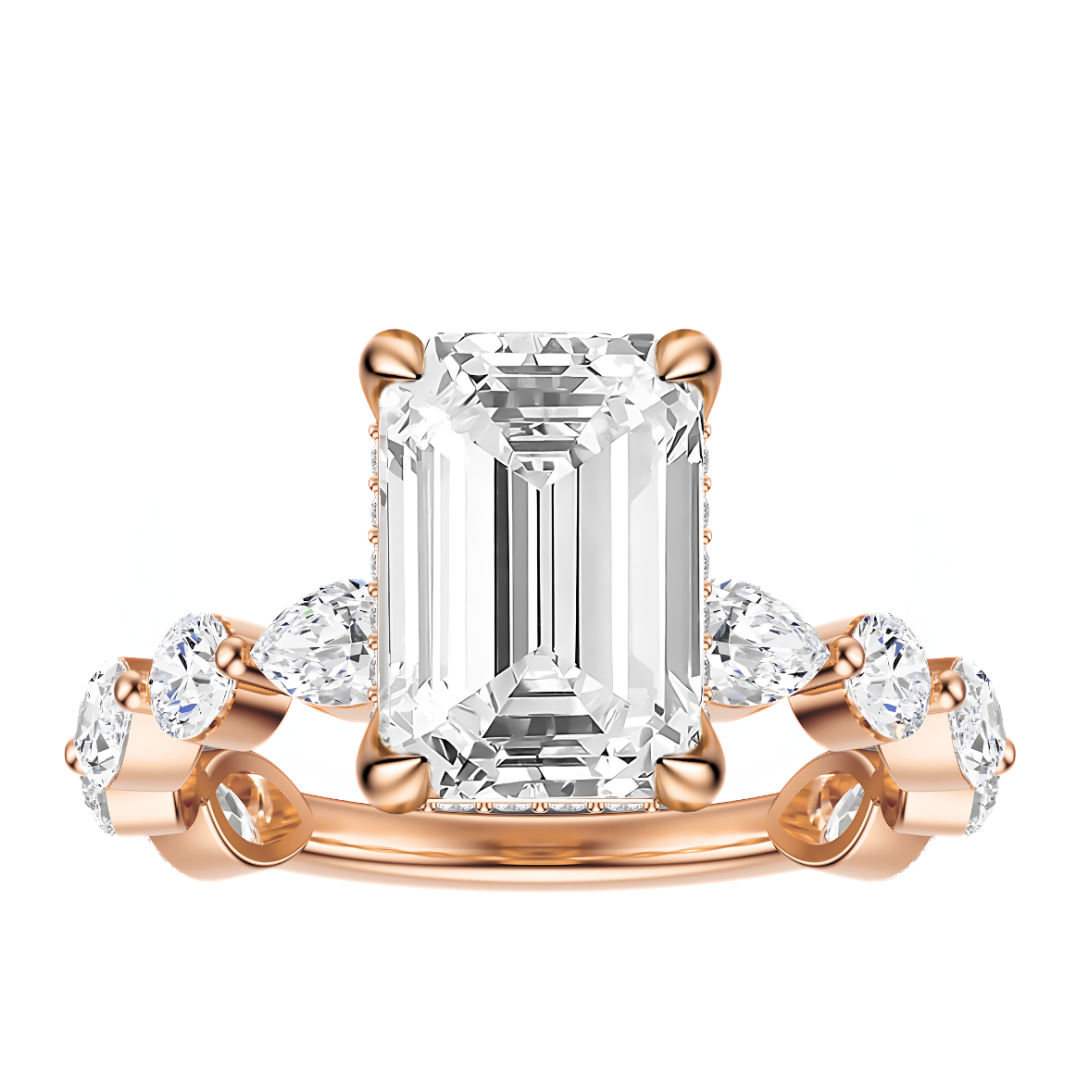Emerald Cut 3.10 CT F VS2 Lab Grown Diamond Ring in Gold (IGI)