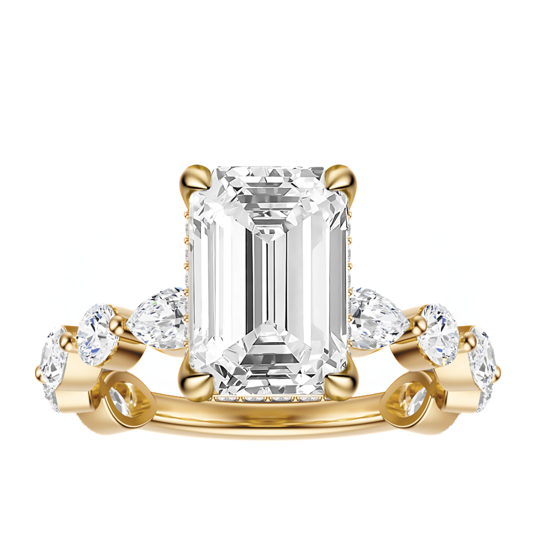 Emerald Cut 3.10 CT F VS2 Lab Grown Diamond Ring in Gold (IGI)