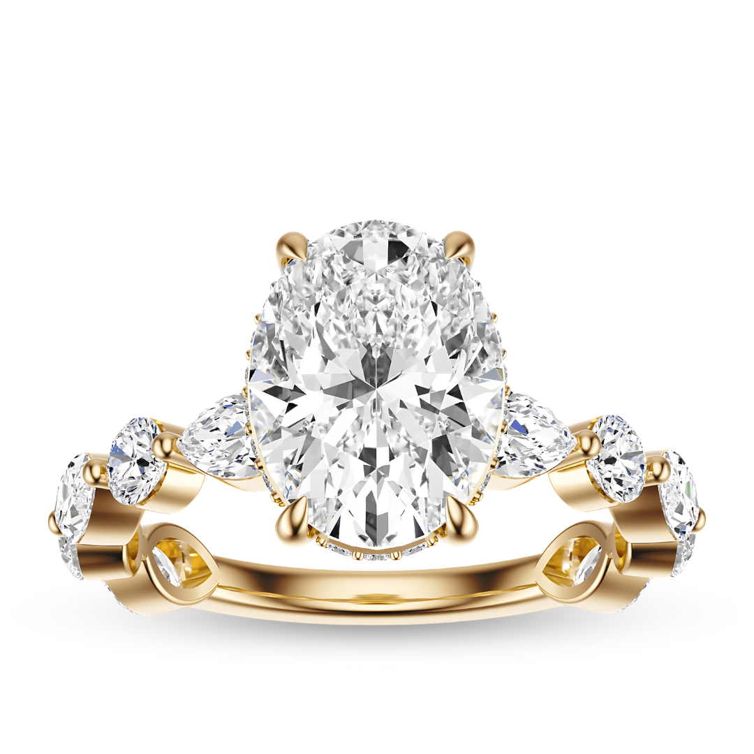 Oval Cut 3.10 CT F VS2 Lab Grown Diamond Ring in Gold (IGI)