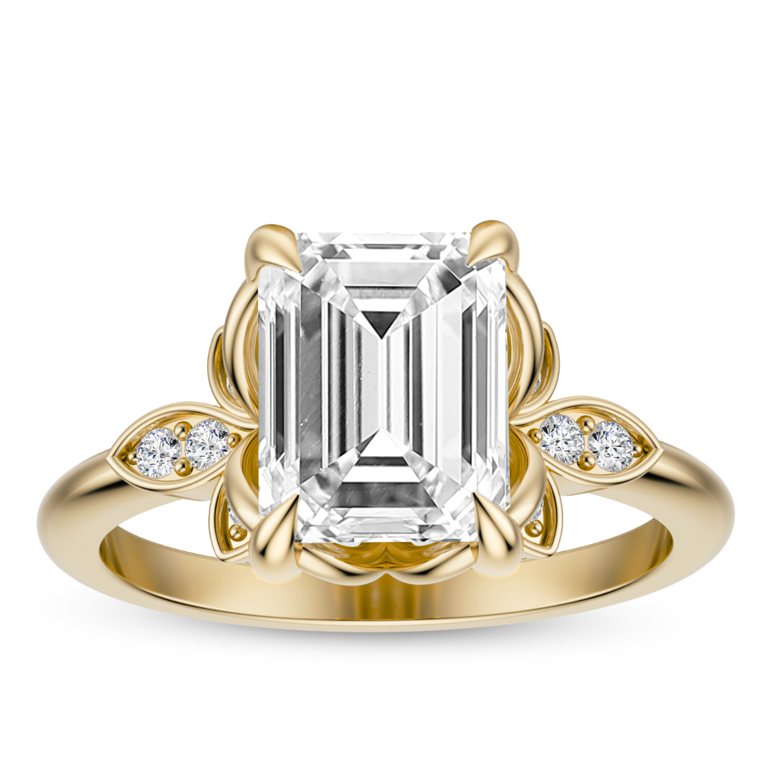 Emerald Cut 2.10 CT F VS2 Lab Grown Diamond Ring in Gold (IGI)