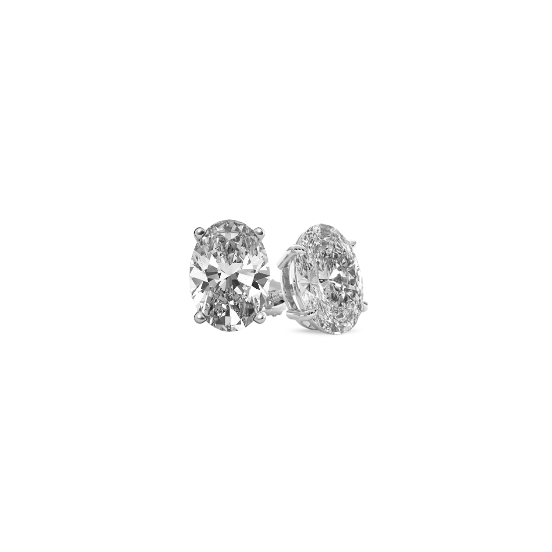 Oval Basket 3.00 CT F VS1 Lab Grown Diamond Studs in 14K & 18K Gold (IGI)