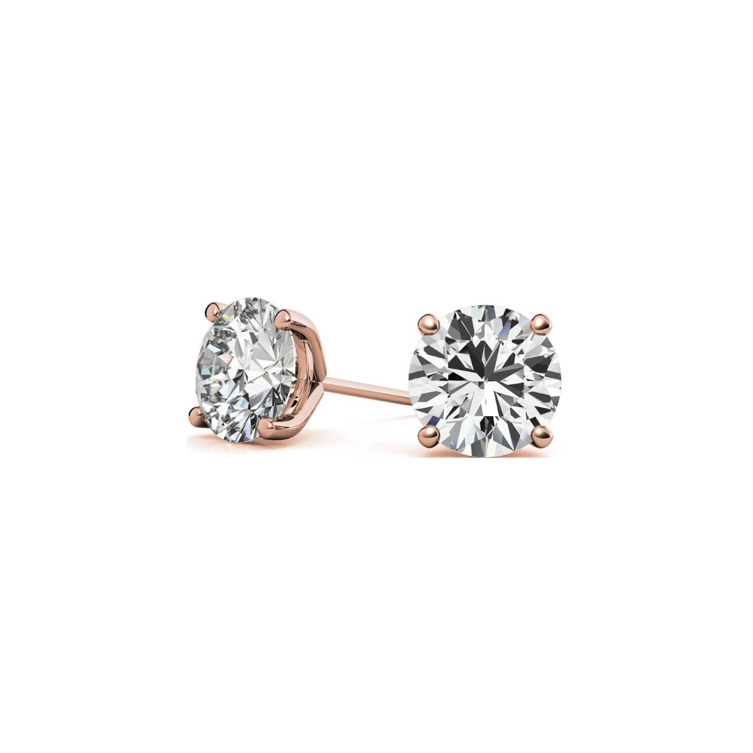 Lab Grown Round Martini Diamond Studs 3 Carat F VS1 in Gold (IGI)