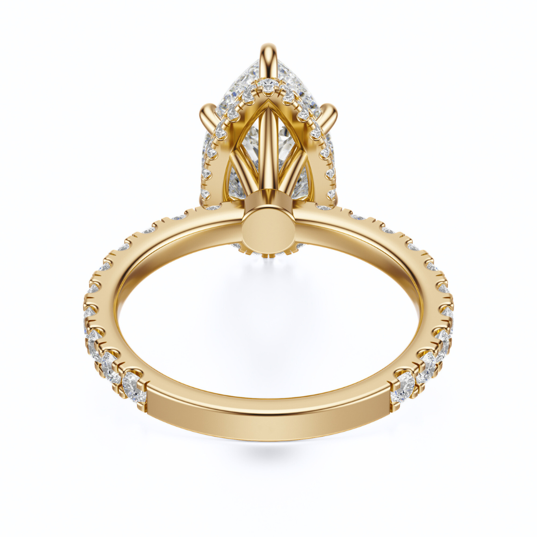 Pear Cut 2.80 CT F VS2 Lab Grown Diamond Ring in Gold (IGI)