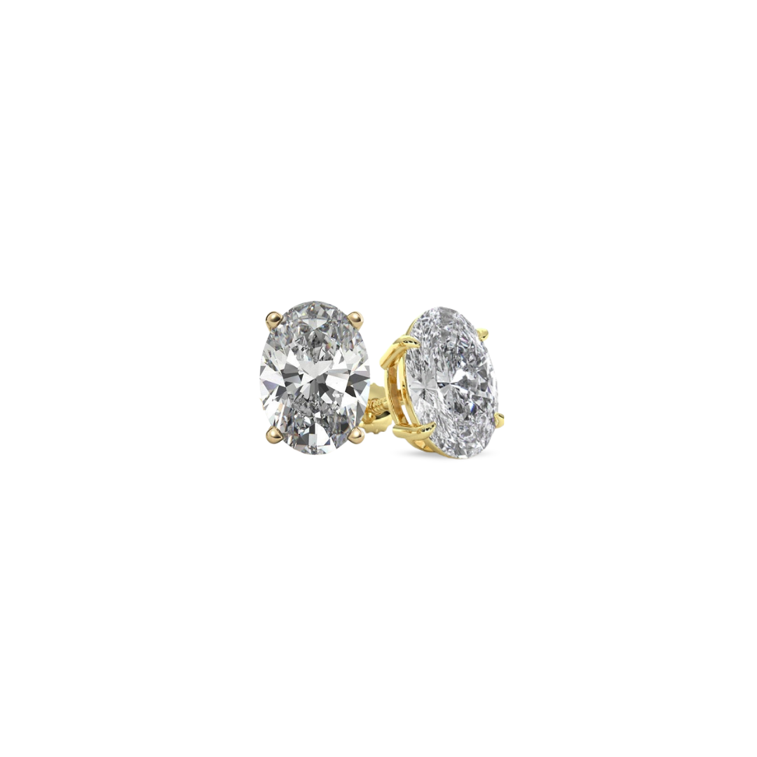 Oval Basket 3.00 CT F VS1 Lab Grown Diamond Studs in 14K & 18K Gold (IGI)