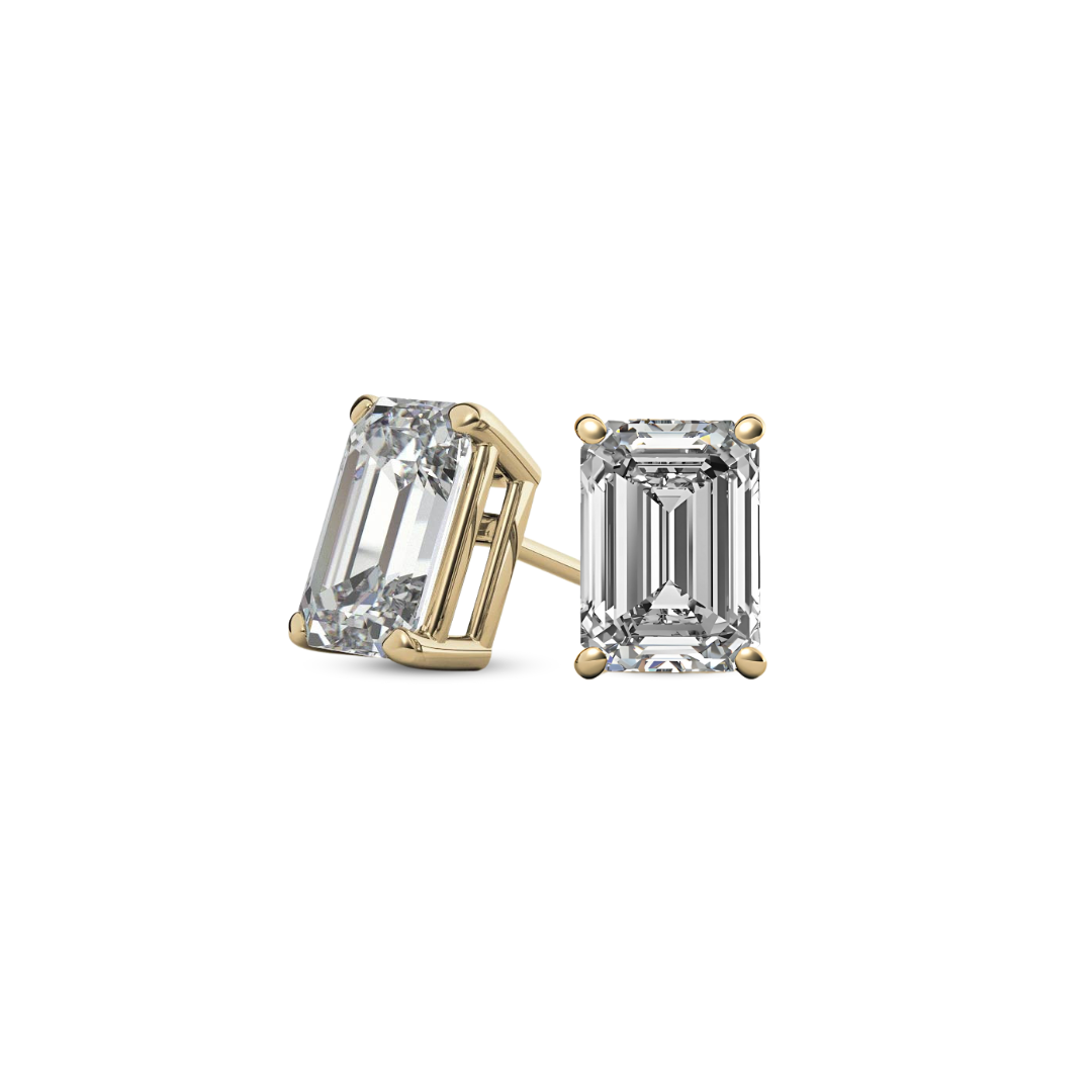 Emerald Basket 3.00 CT F VS1 Lab Grown Diamond Studs in 14K & 18K Gold (IGI)