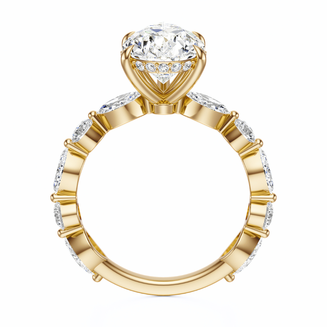 Pear Cut 3.10 CT F VS2 Lab Grown Diamond Ring in Gold (IGI)