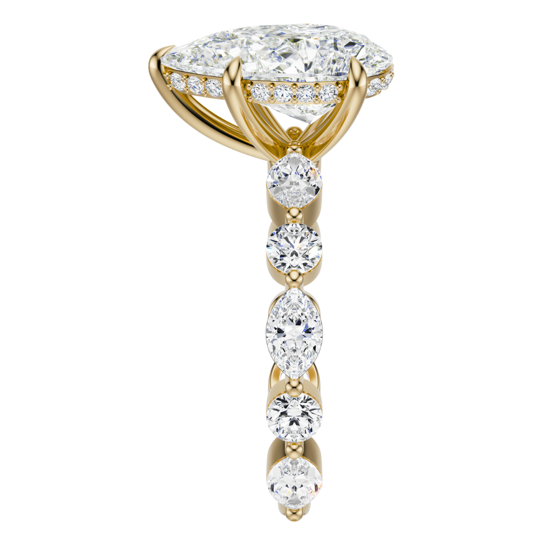 Pear Cut 3.10 CT F VS2 Lab Grown Diamond Ring in Gold (IGI)