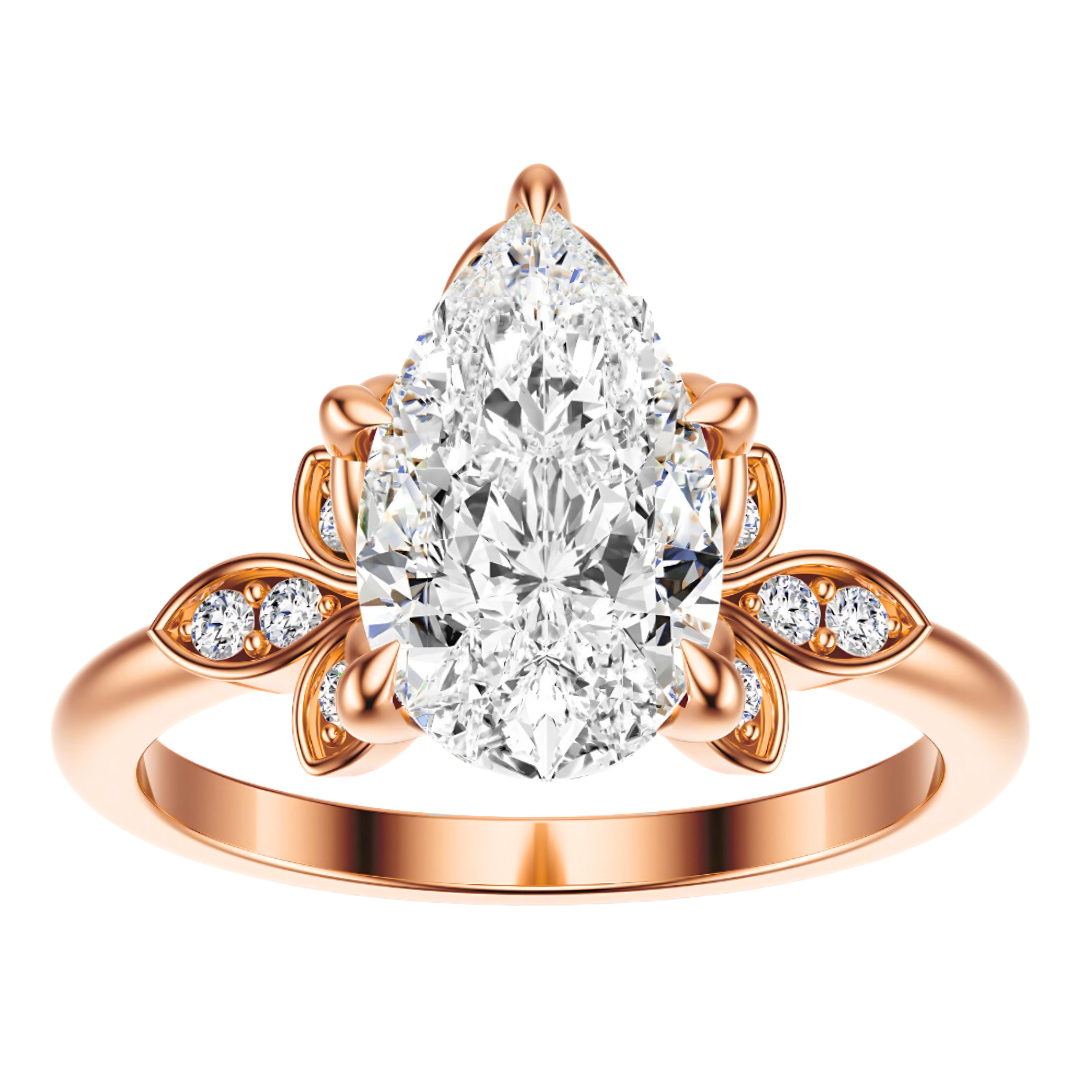 Pear Cut 2.10 CT F VS2 Lab Grown Diamond Ring in Gold (IGI)
