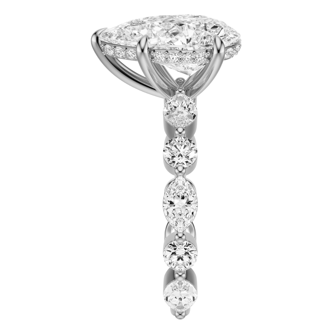 Pear Cut 3.10 CT F VS2 Lab Grown Diamond Ring in Gold (IGI)