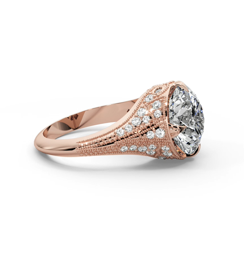Round Cut 5.50 CT F VS2 Lab Diamond Ring in 14K Gold (IGI Certified)