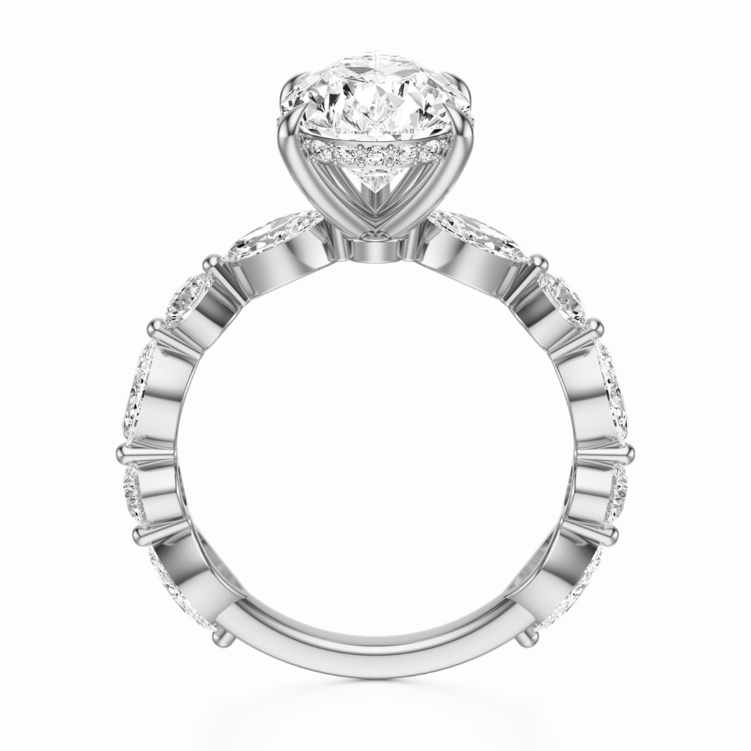 Pear Cut 3.10 CT F VS2 Lab Grown Diamond Ring in Gold (IGI)