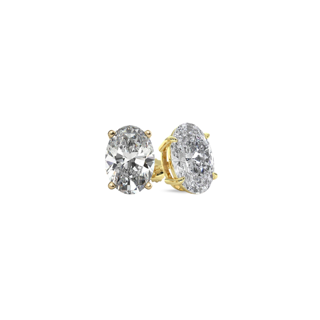 Oval Basket 4.00 CT F VS1 Lab Grown Diamond Studs in 14K & 18K Gold (IGI)