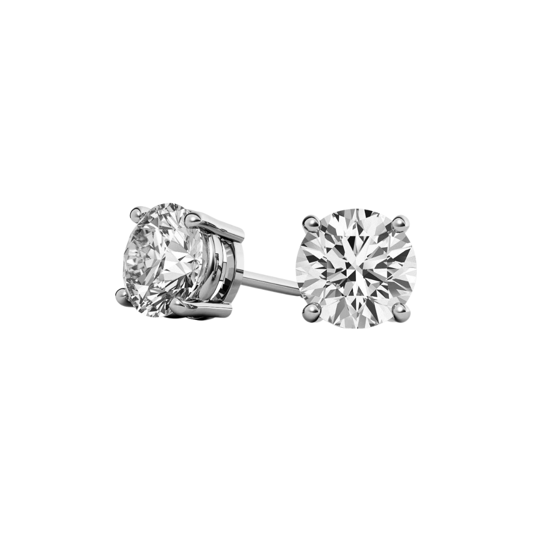 Round Basket 4.00 CT F VS1 Lab Grown Diamond Stud Earrings in 14K & 18K Gold (IGI)