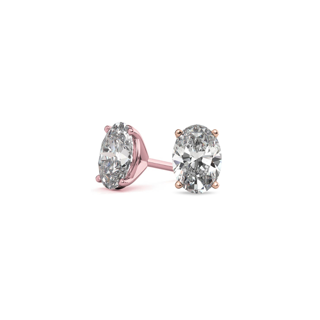 Oval Martini 4.00 CT F VS1 Lab Grown Diamond Studs in 14K & 18K Gold (IGI)
