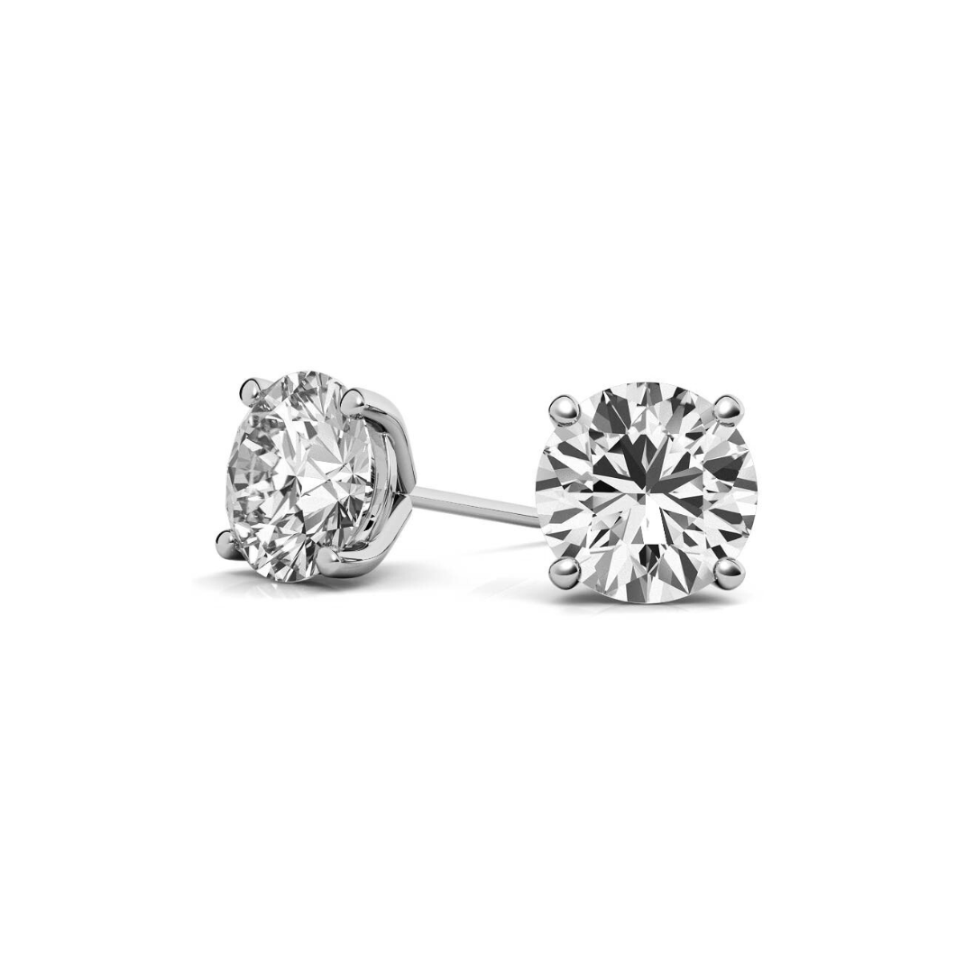 Lab Grown Round Martini Diamond Studs 4 Carat F VS1 in Gold (IGI)
