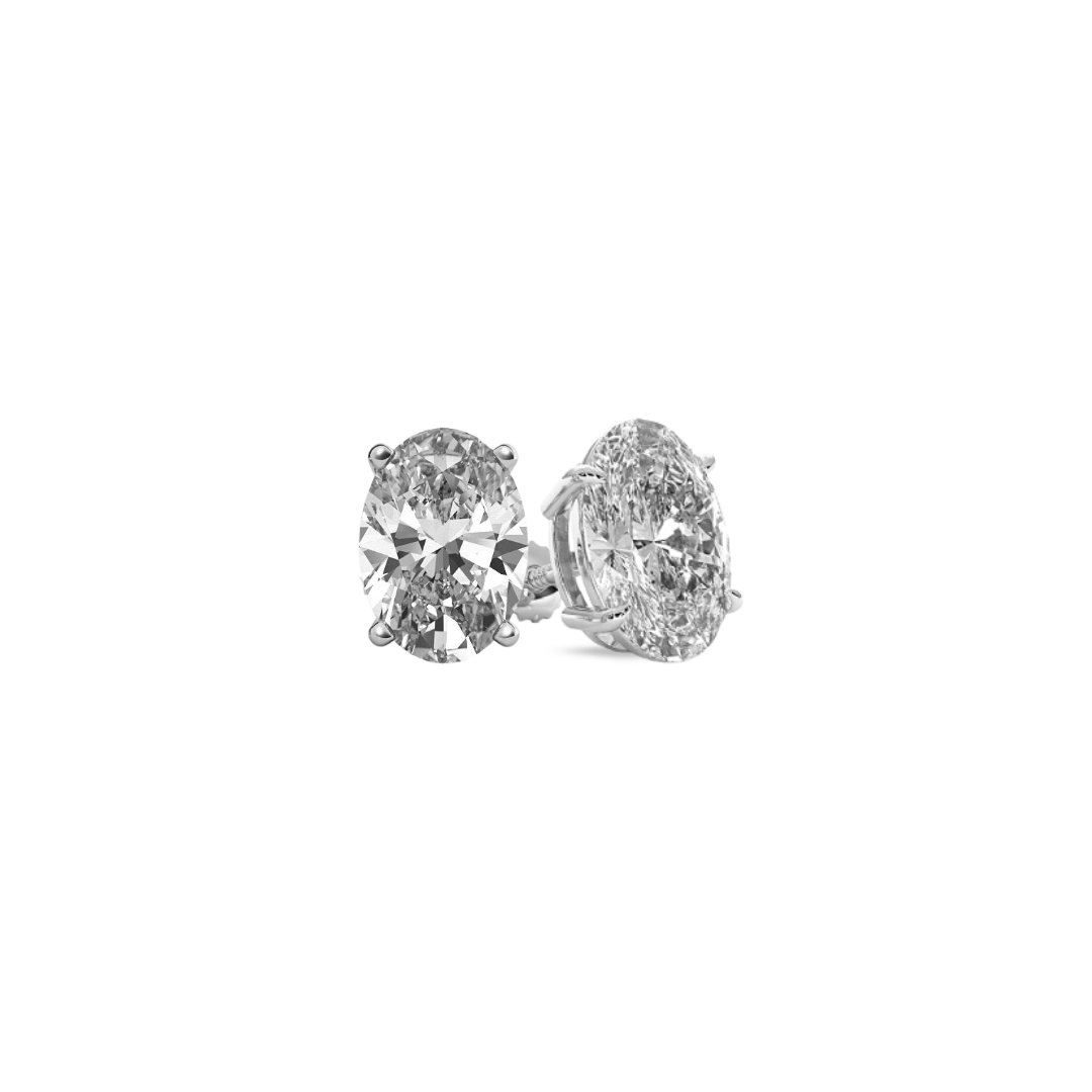 Oval Basket 4.00 CT F VS1 Lab Grown Diamond Studs in 14K & 18K Gold (IGI)