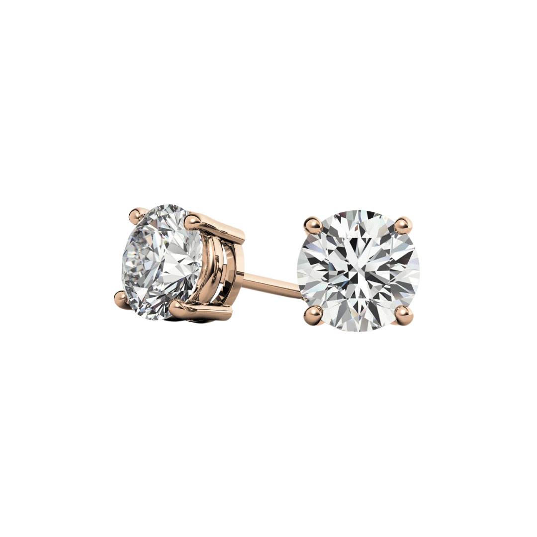Round Basket 4.00 CT F VS1 Lab Grown Diamond Stud Earrings in 14K & 18K Gold (IGI)